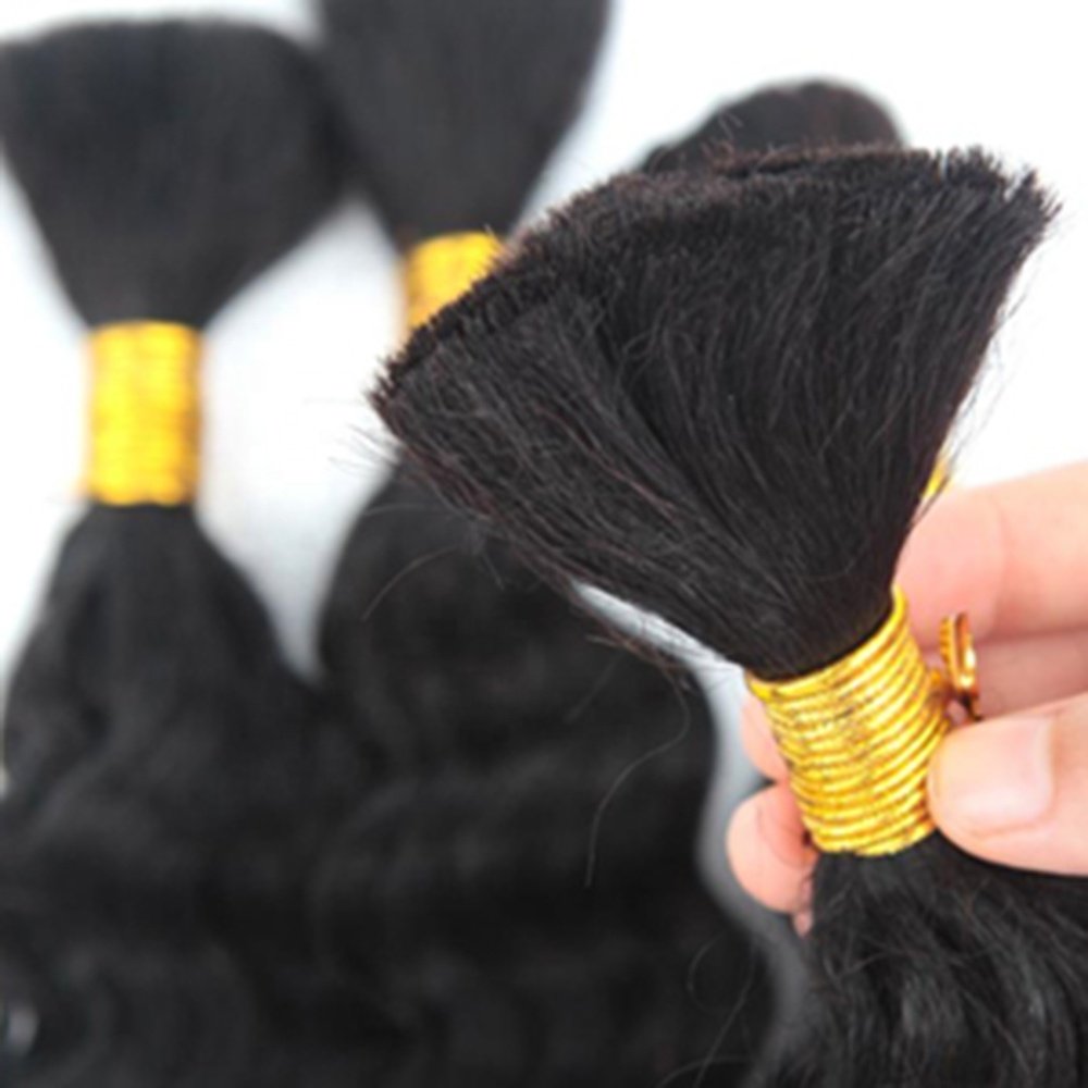 Wholesale Raw Indian Hair Bulk Human Hair Blend for Braiding Pre Stretch Bulk Deep Wave Braiding Human Hair Bulk