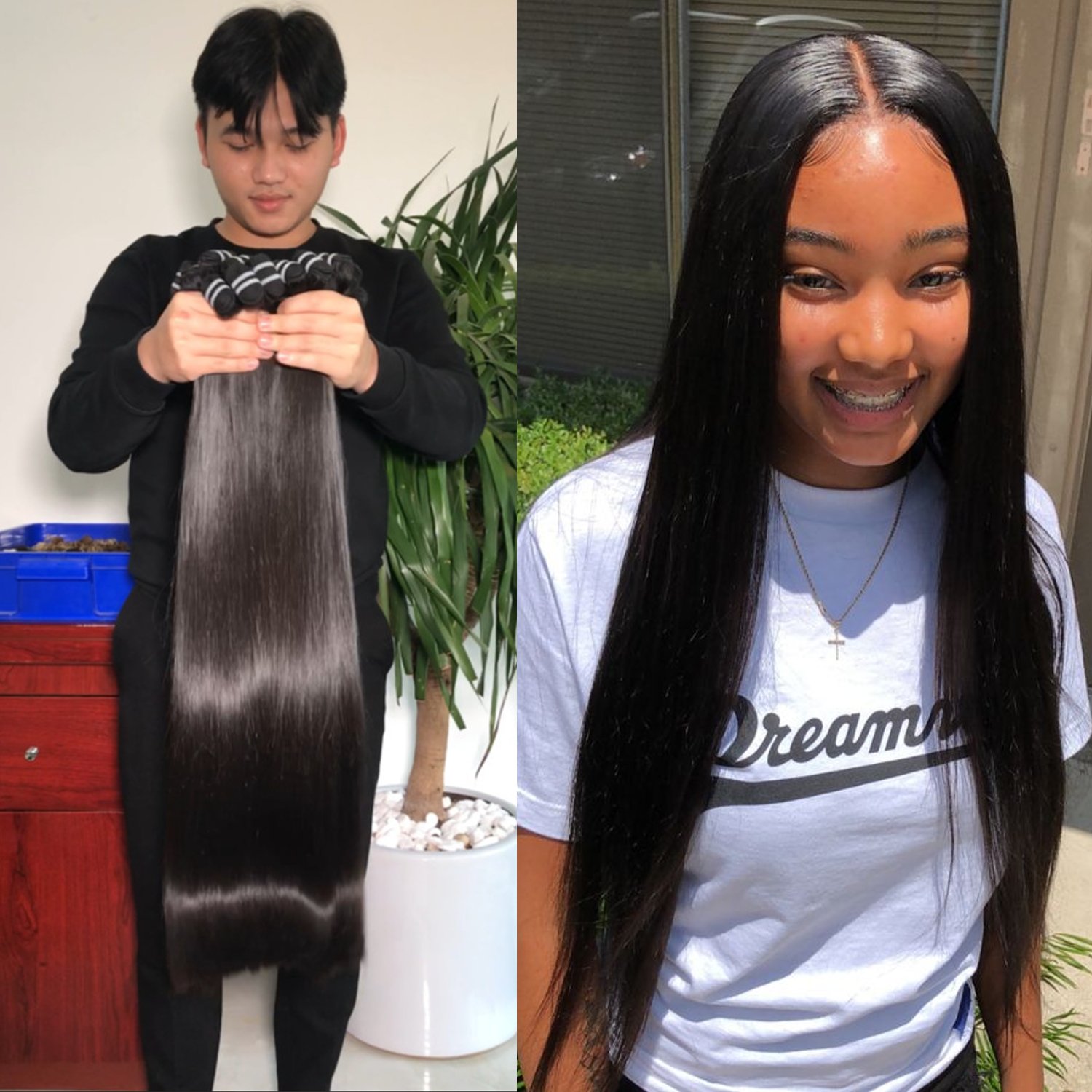 High Quality Raw Human Hair Supplier 100% Natural Raw Vietnamese Human Hair Extensions Super Silky Bone Straight Bundles