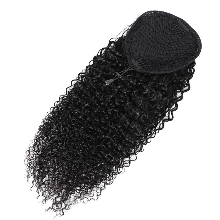 Afro Kinky Curly Drawstring Ponytail Human Hair Extensions Hairpieces for Black Women Raw Virgin Wrap Around Ponytail Human Hair