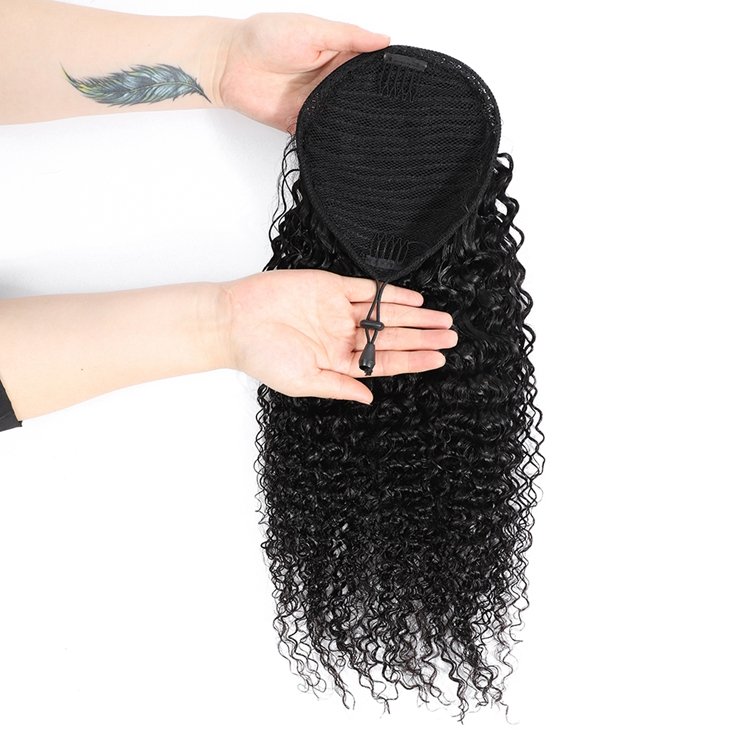 Afro Kinky Curly Drawstring Ponytail Human Hair Extensions Hairpieces for Black Women Raw Virgin Wrap Around Ponytail Human Hair