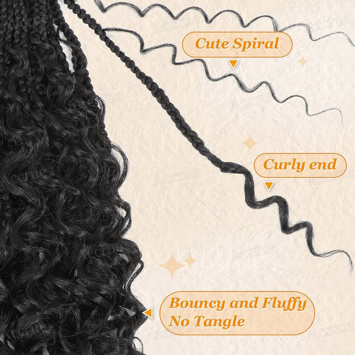 18 24 Inch Long Goddess Box Braids Crochet Hair Bohemian Hippie Synthetic Braiding Hair Pre-looped Box Braids with Curly Ends
