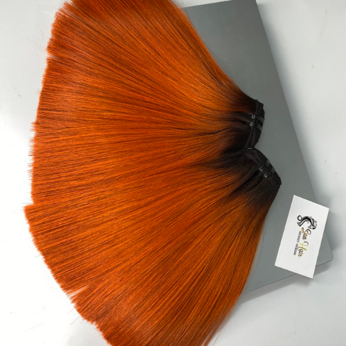 Hot Sell Products In The African Region Weft Hair Bone Straight 10" Ombre Orange 100% Remy One Donor Real Human Hair Extensions
