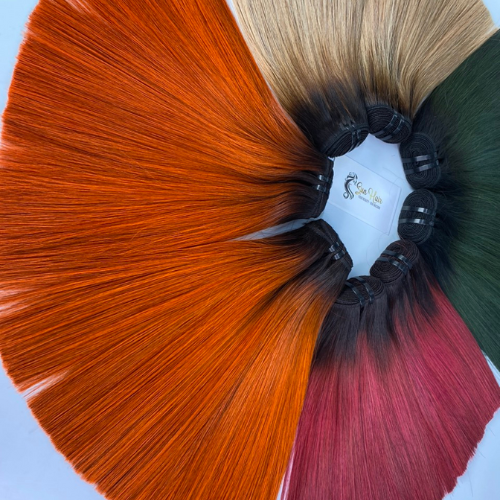Hot Sell Products In The African Region Weft Hair Bone Straight 10" Ombre Orange 100% Remy One Donor Real Human Hair Extensions