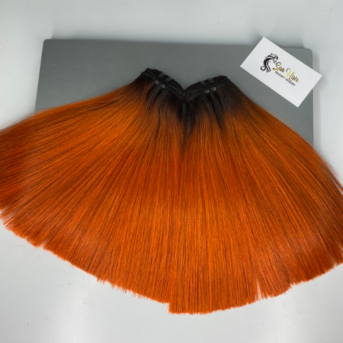 Hot Sell Products In The African Region Weft Hair Bone Straight 10" Ombre Orange 100% Remy One Donor Real Human Hair Extensions