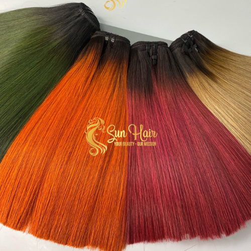 Hot Sell Products In The African Region Weft Hair Bone Straight 10" Ombre Orange 100% Remy One Donor Real Human Hair Extensions