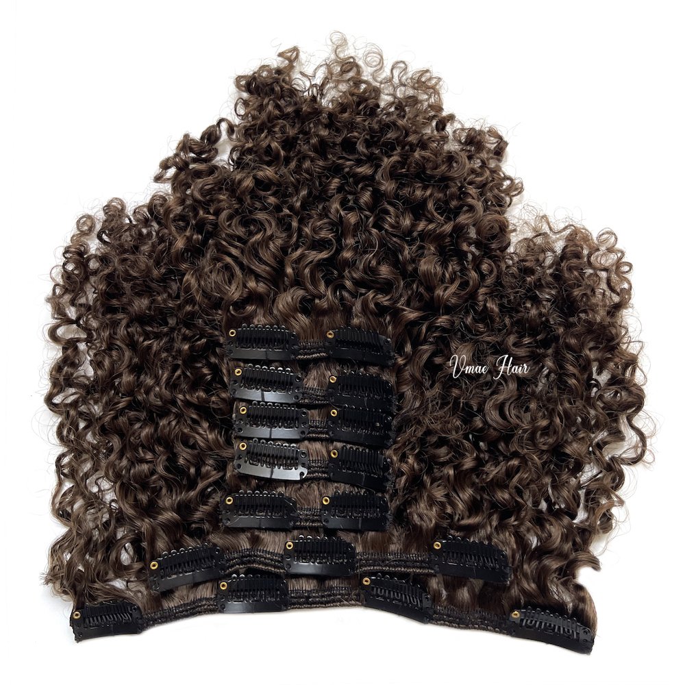 Vmae #2 Raw Virgin Exotic Coily Marlei Curl ClipIn Human Hair Extensions Afro Kinky Curly Clip In Hair Extension for Black Women