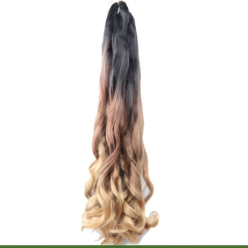 French Curly Pre Stretched Bouncy Curl Braiding Hair Yaki Texture Bouncy Spanish crochet hair ombre brown French Curly Hair