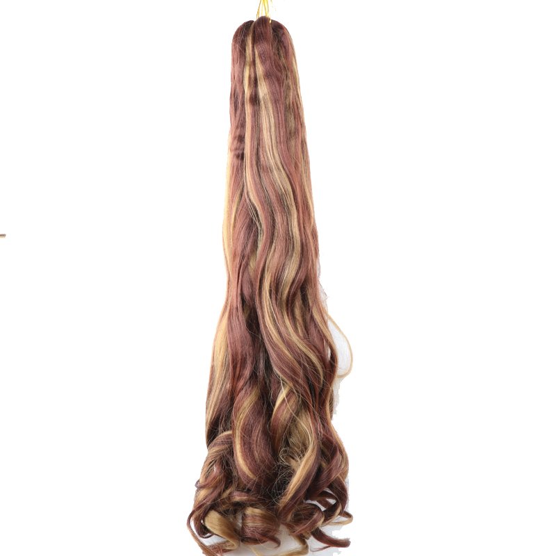 French Curly Pre Stretched Bouncy Curl Braiding Hair Yaki Texture Bouncy Spanish crochet hair ombre brown French Curly Hair