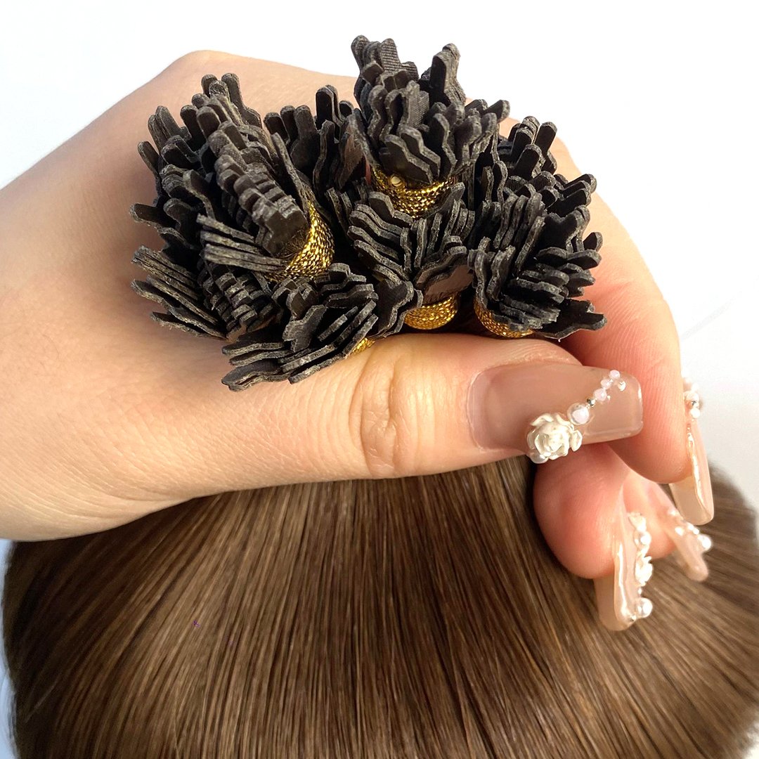 2024 V Light Human Hair Supplier Raw Double Drawn Remy Keratin Fan Tip Hair Extensions