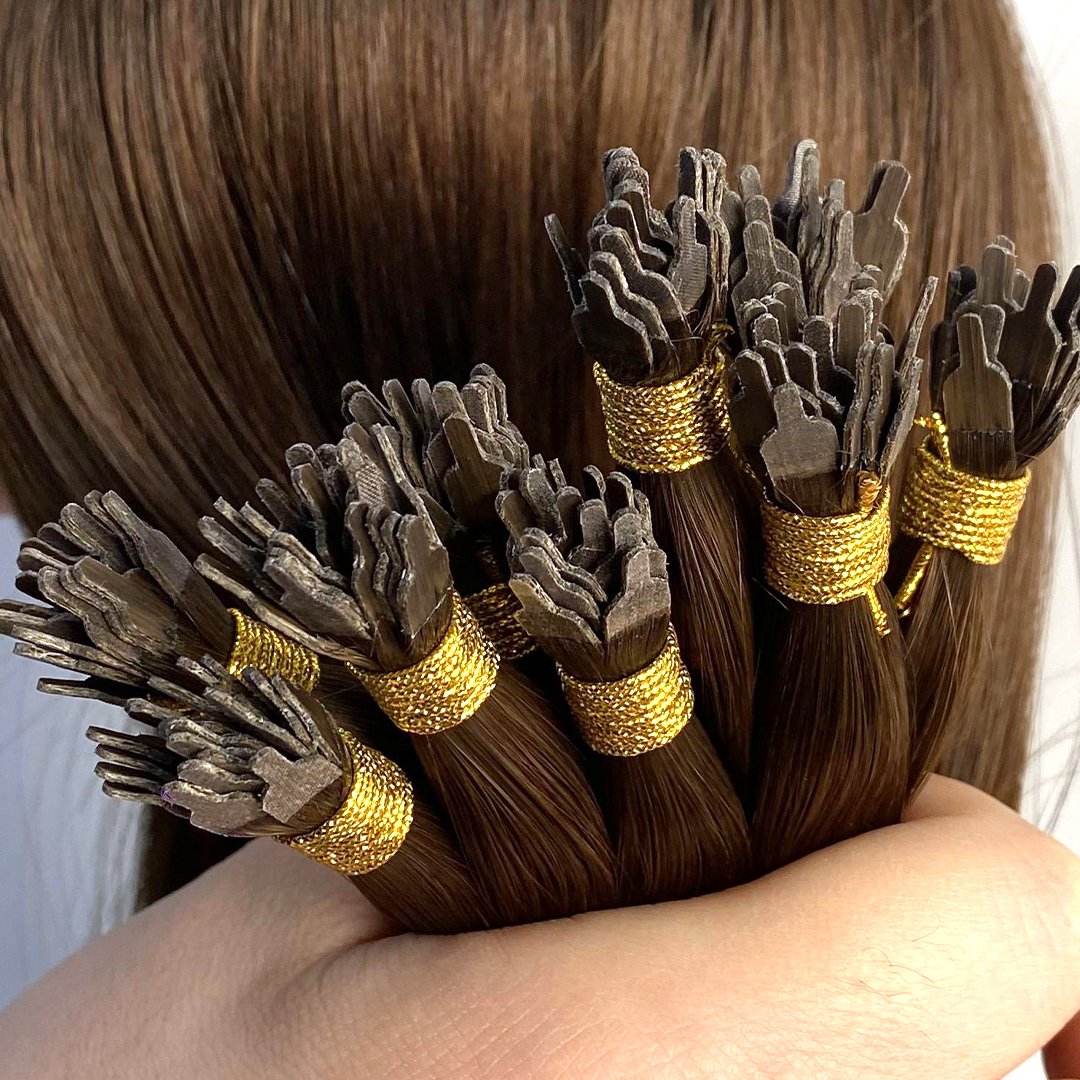2024 V Light Human Hair Supplier Raw Double Drawn Remy Keratin Fan Tip Hair Extensions