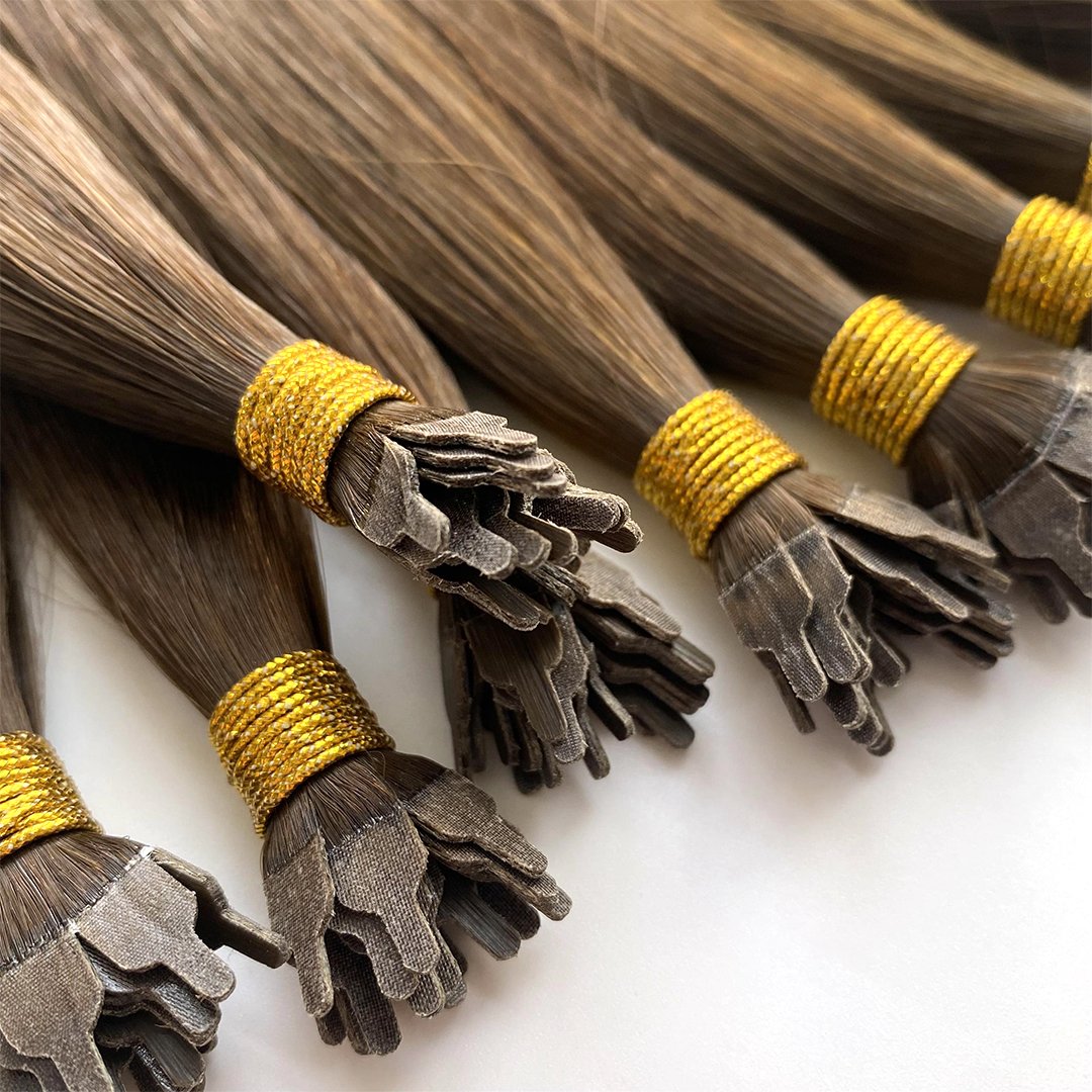2024 V Light Human Hair Supplier Raw Double Drawn Remy Keratin Fan Tip Hair Extensions