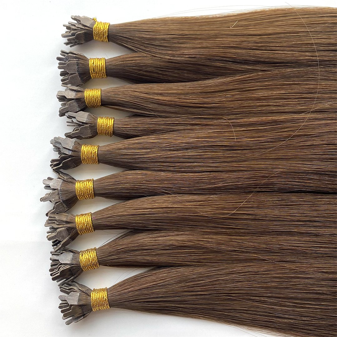 2024 V Light Human Hair Supplier Raw Double Drawn Remy Keratin Fan Tip Hair Extensions
