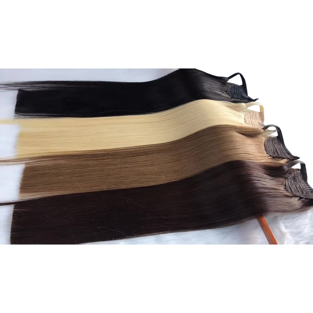 Pony Tail Human Hair Extensions Queue De Cheval Naturel Silver White Blonde 12A Virgin Ponytail Extensions Human Hair With Claw