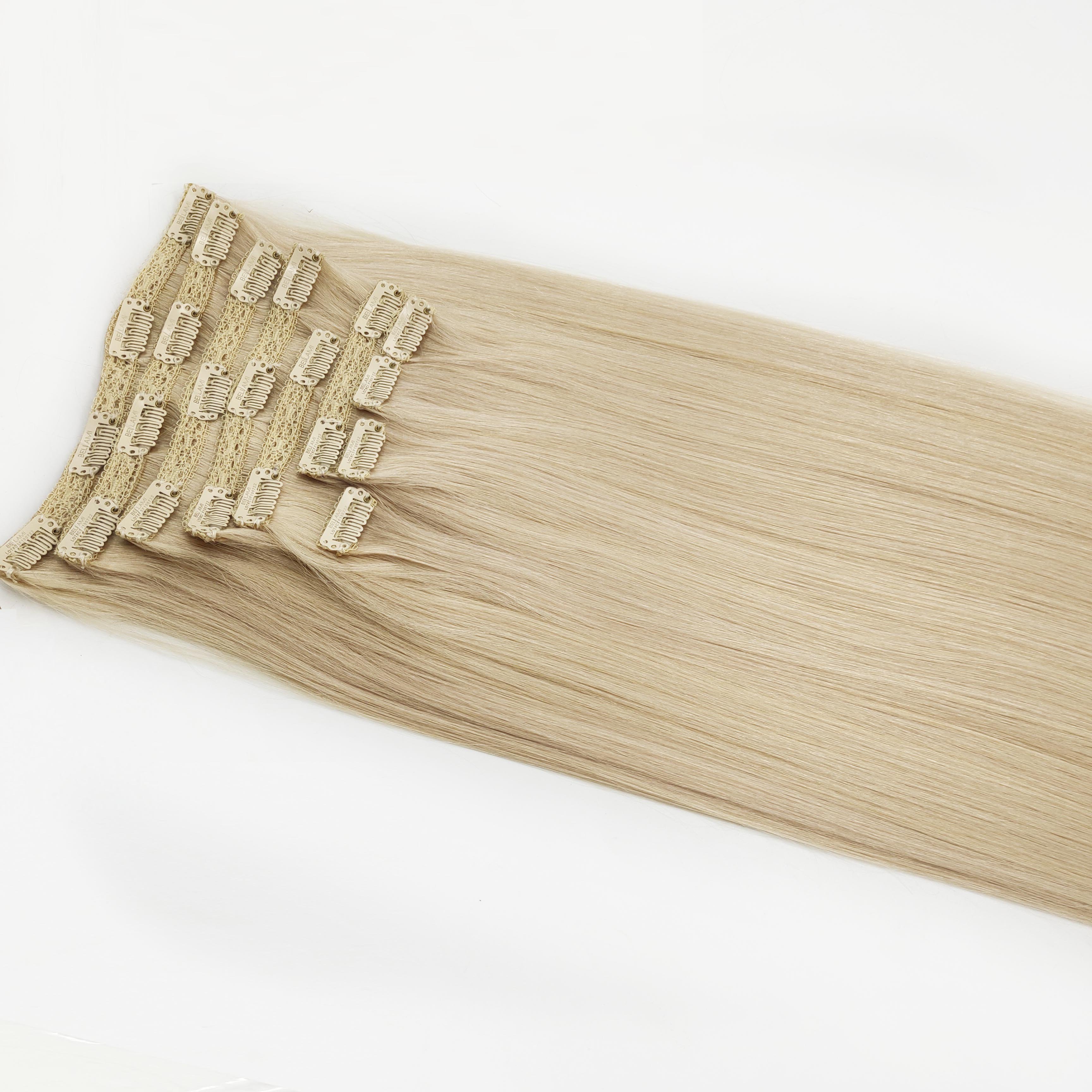 High Quality Double Drawn Natural Remy Lace Clip In Human Hair Extension For White Woman