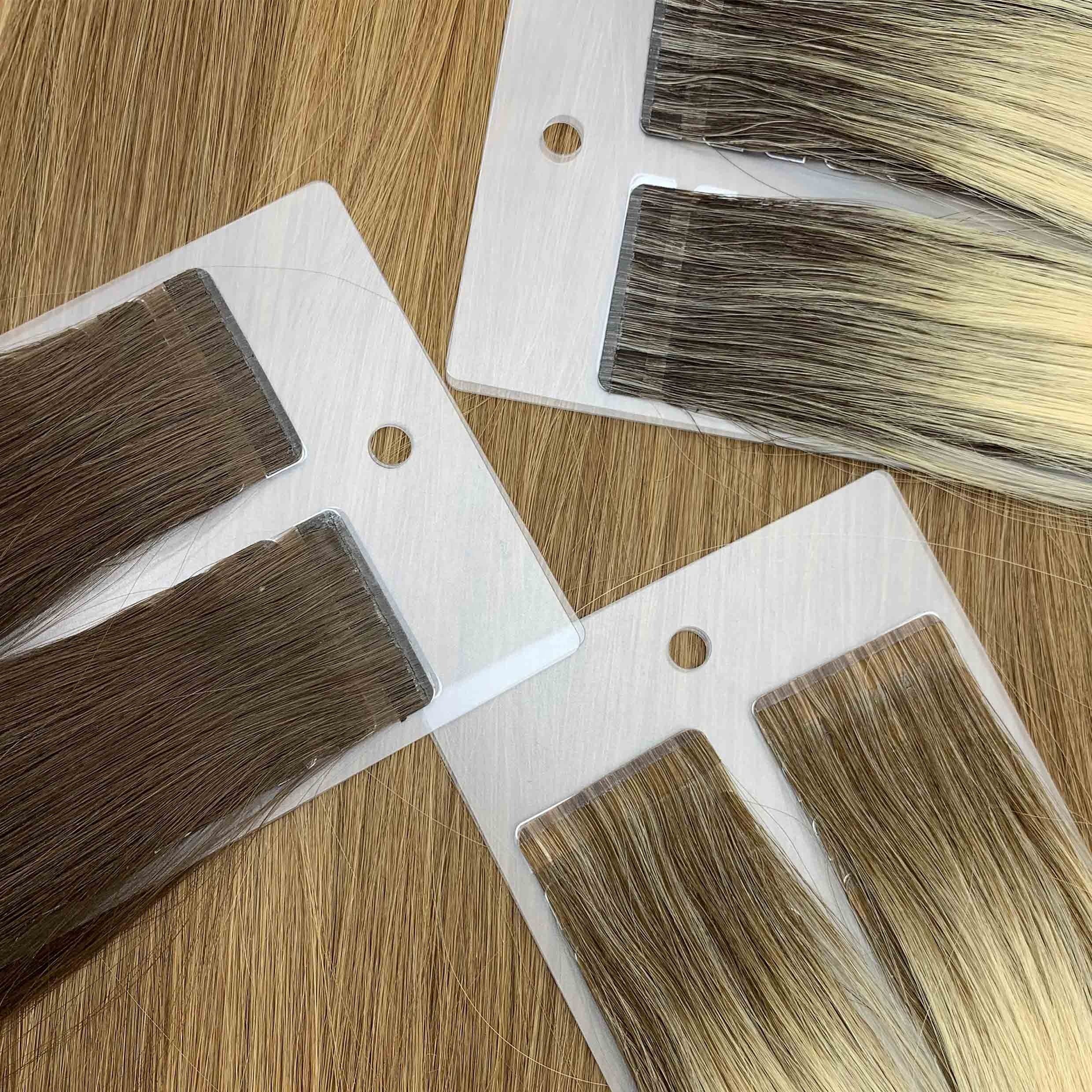 wholesale hand made Raw Vietnamese invisible extensions semi injected tape in human hair extensions