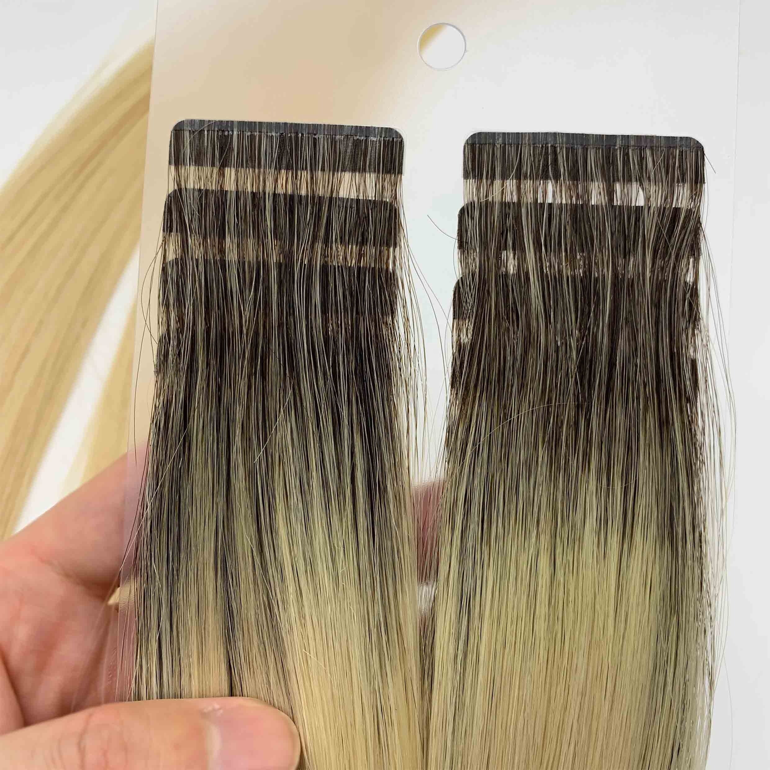 wholesale hand made Raw Vietnamese invisible extensions semi injected tape in human hair extensions