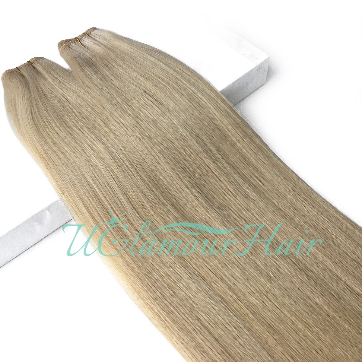high quality Russian Hair Hand Tied Weft Double Drawn Machine Genius Weft Hair Extensions