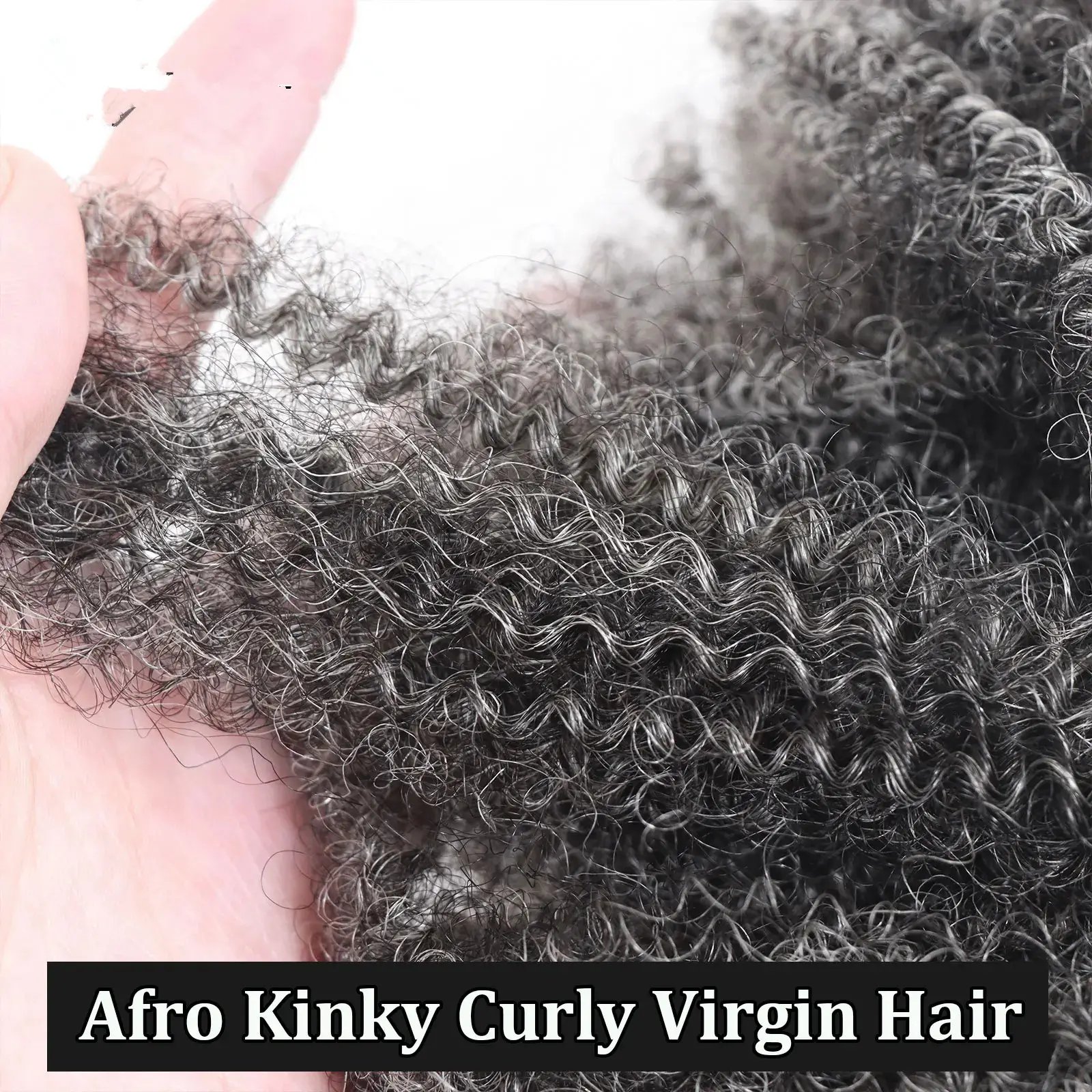 sliver grey salt and pepper color afro kinky hair bulk 100% human hair wholesale natural soft afro kinky bulk human hair