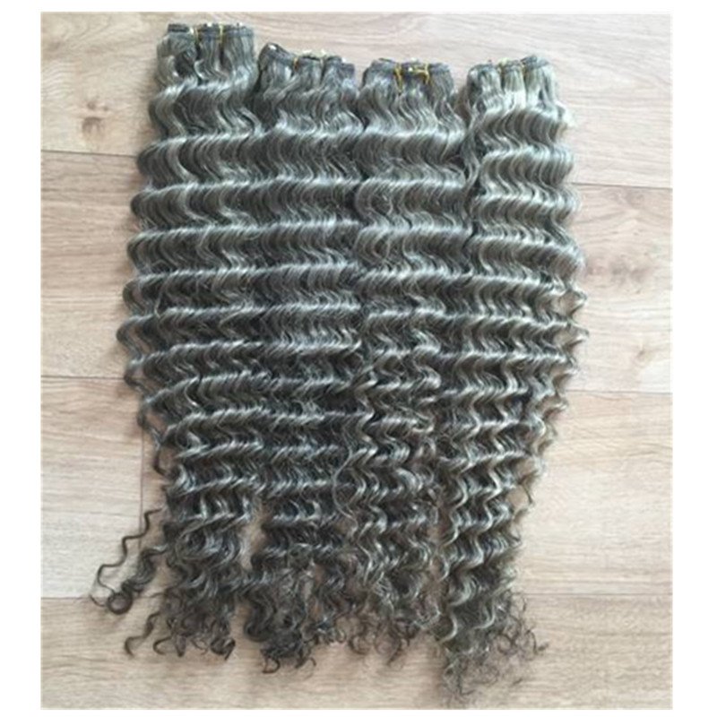 sliver grey salt and pepper color afro kinky hair bulk 100% human hair wholesale natural soft afro kinky bulk human hair