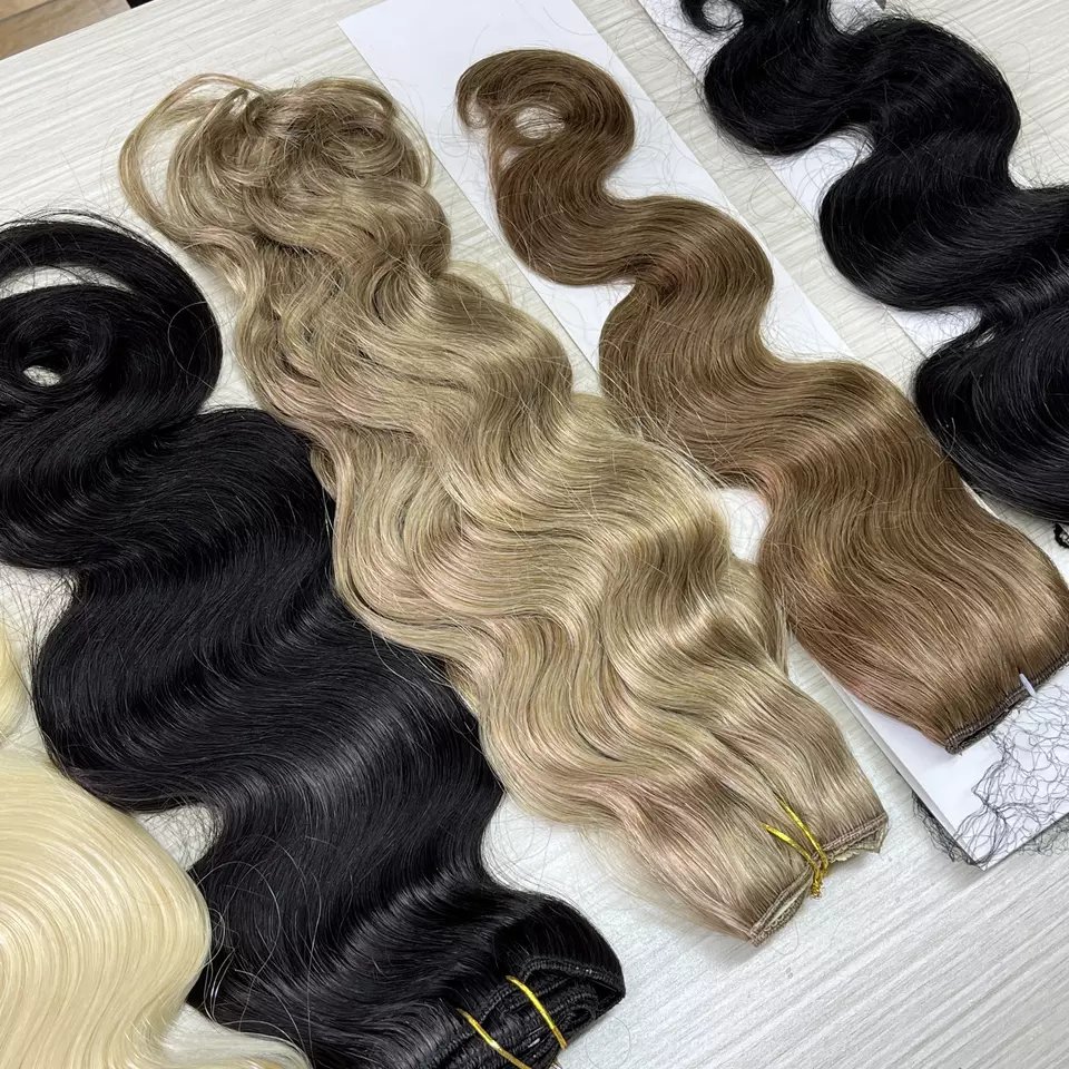 Remy Hair Double Weft Clip in Extension Human Hair Clip Extensions best selling top quality 100 virgin natural clip in
