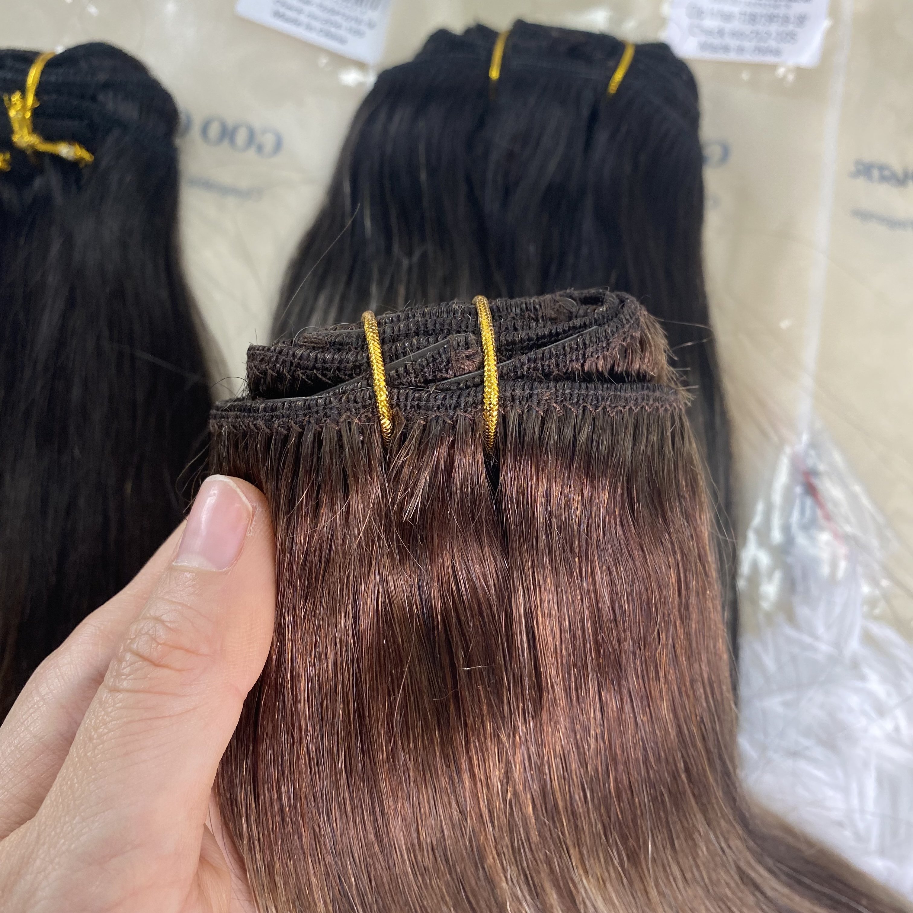 Remy Hair Double Weft Clip in Extension Human Hair Clip Extensions best selling top quality 100 virgin natural clip in