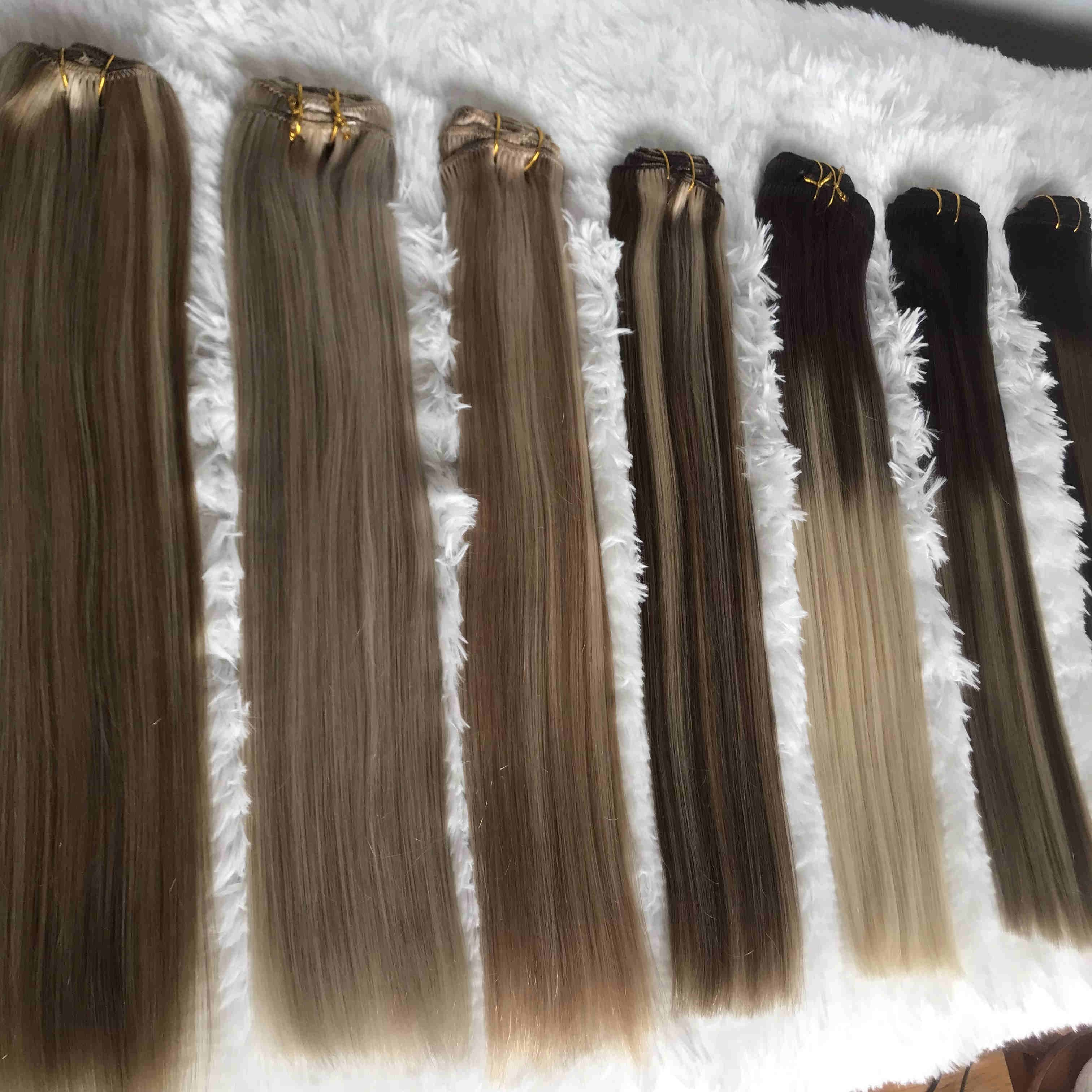 Remy Hair Double Weft Clip in Extension Human Hair Clip Extensions best selling top quality 100 virgin natural clip in