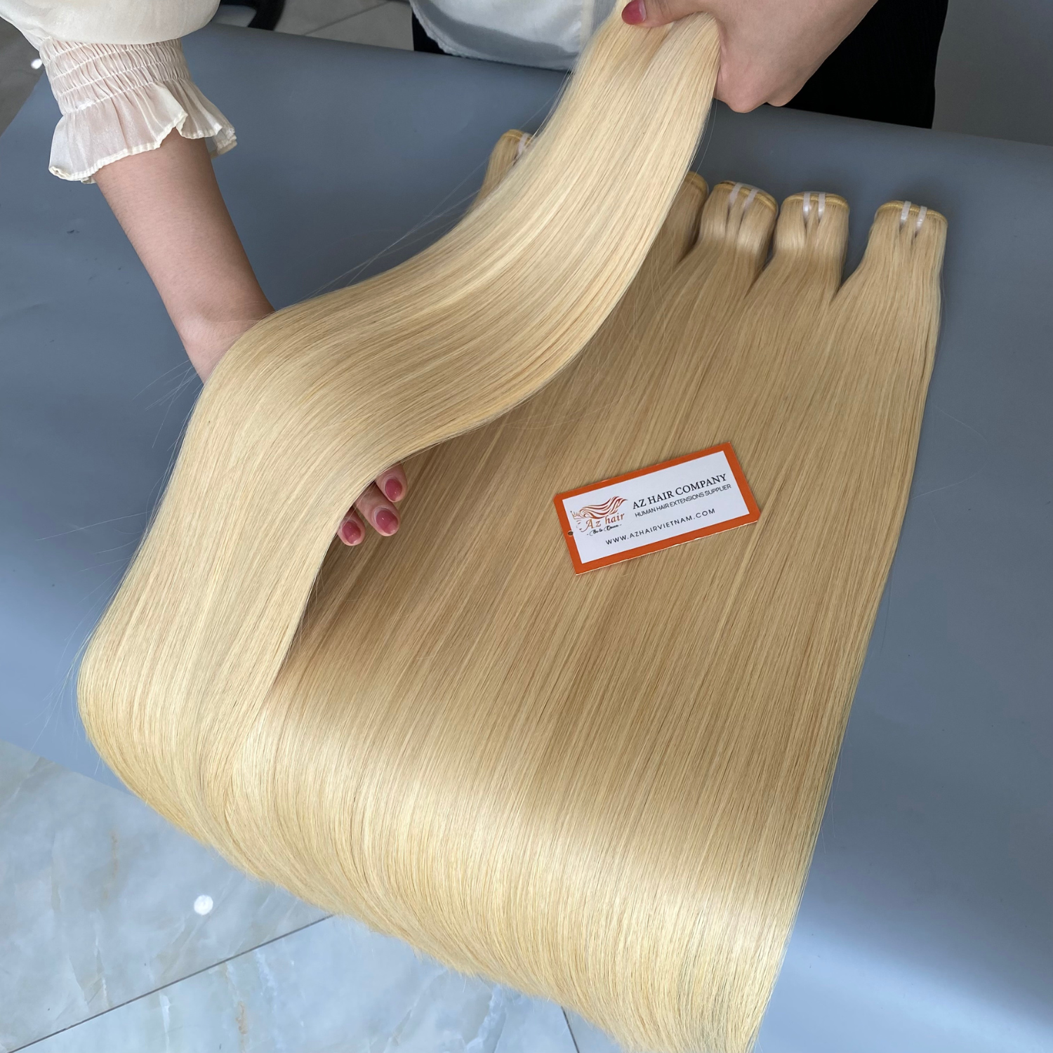 Top Quality Raw Vietnamese Hair Weft Blonde Color Super Double Drawn 100% Human Hair Extensions