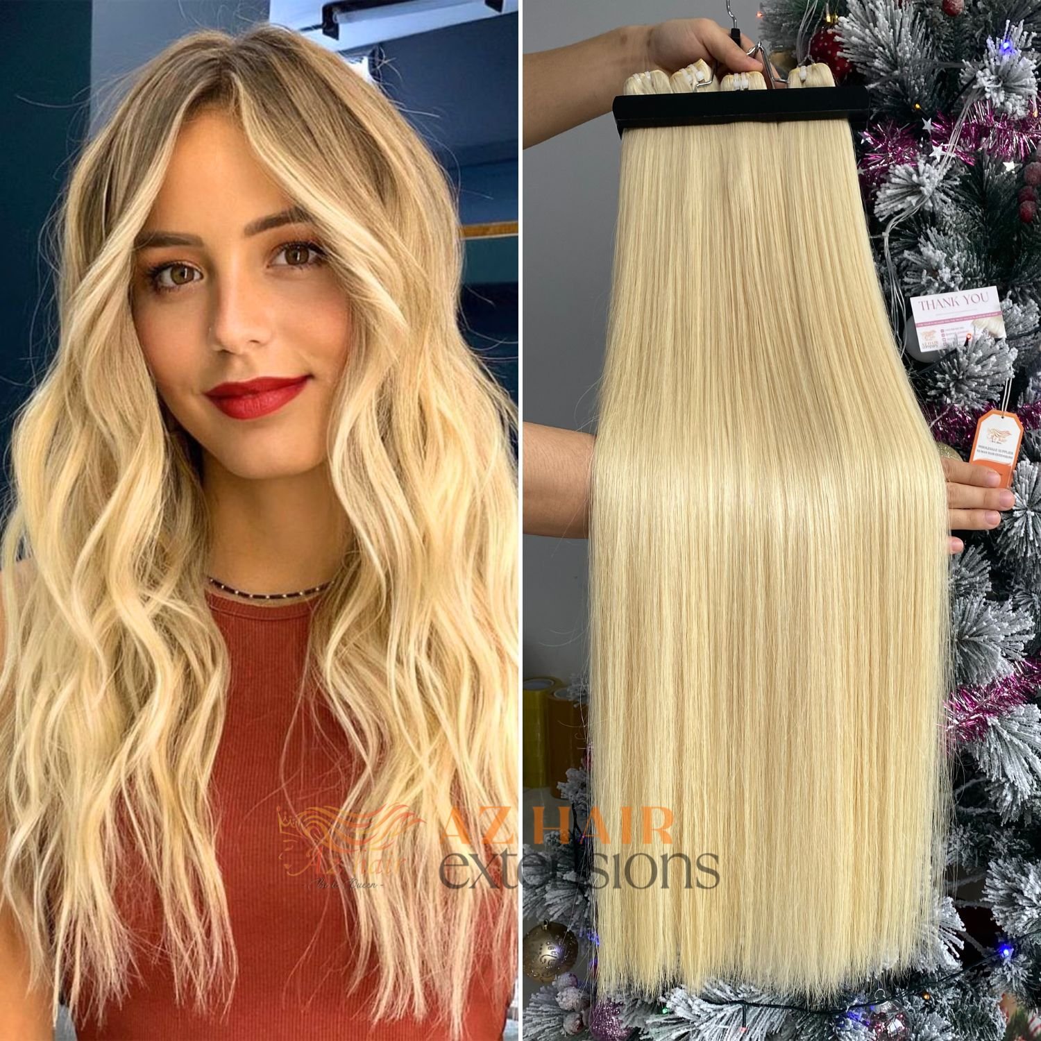 Top Quality Raw Vietnamese Hair Weft Blonde Color Super Double Drawn 100% Human Hair Extensions
