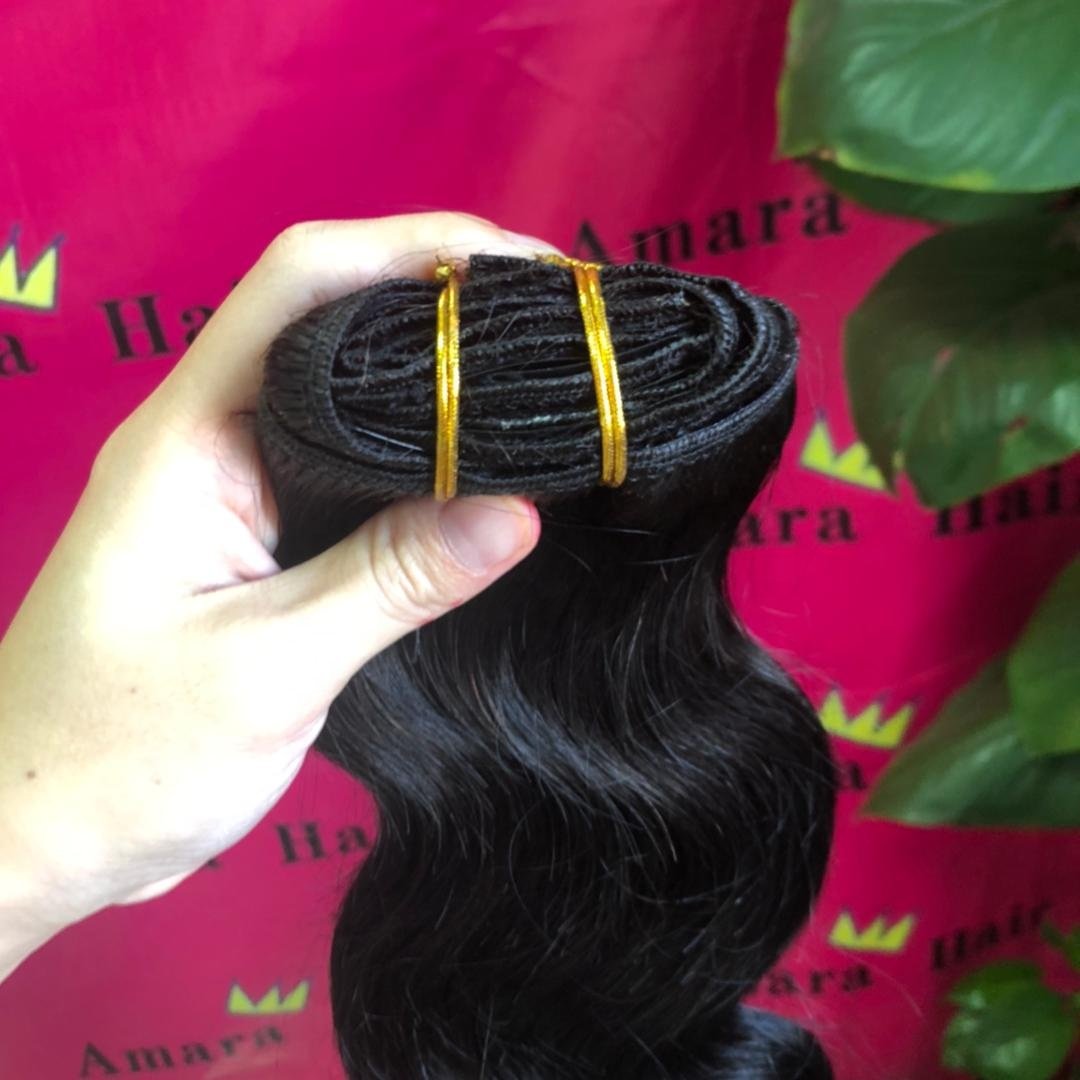 Amara Hot selling clip in hair extensions 100human hair wholesale remy hair extensions clip-in in stock