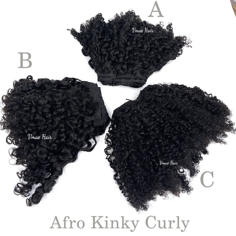 VMAE Wholesale 100g Raw Remy Clip-In Hair Extensions Afro Kinky Curly Waves 3B Style Human Hair