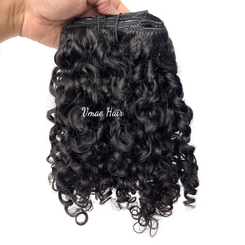 VMAE Wholesale 100g Raw Remy Clip-In Hair Extensions Afro Kinky Curly Waves 3B Style Human Hair