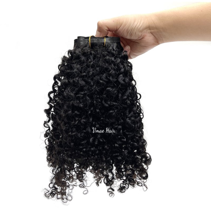 VMAE Wholesale 100g Raw Remy Clip-In Hair Extensions Afro Kinky Curly Waves 3B Style Human Hair