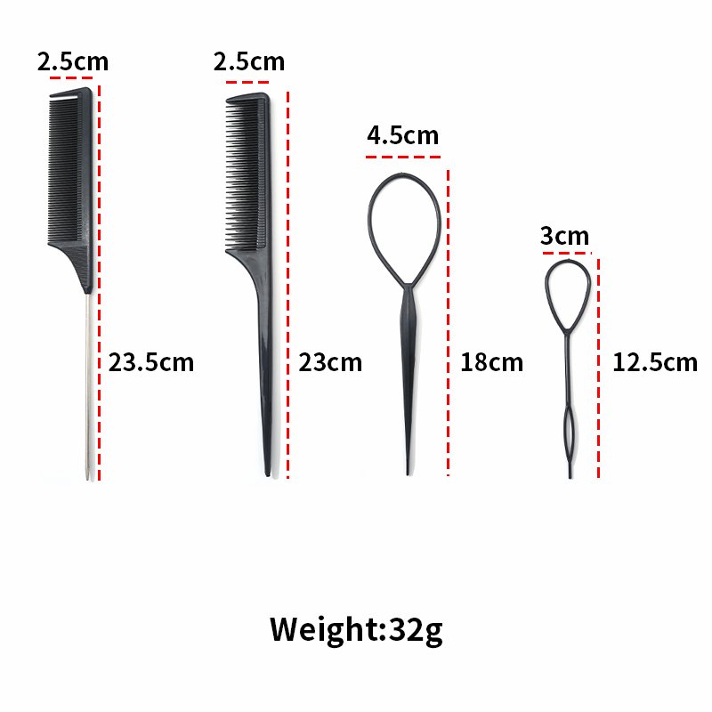Hair Tail Tools 4 Pack Hair Loop Tool Set With 2 Pcs French Braid Tool Loop Tail Braiding Comb For Hair Styling