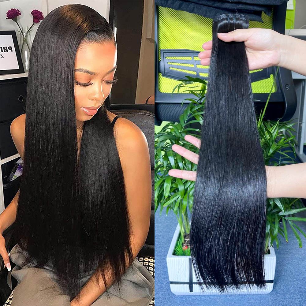 Clip Ins Hair Extensions 100% Human Hair Straight& by Wave Seamless Raw Invisible PU Wholesale Grade 12A Brazilian Hair