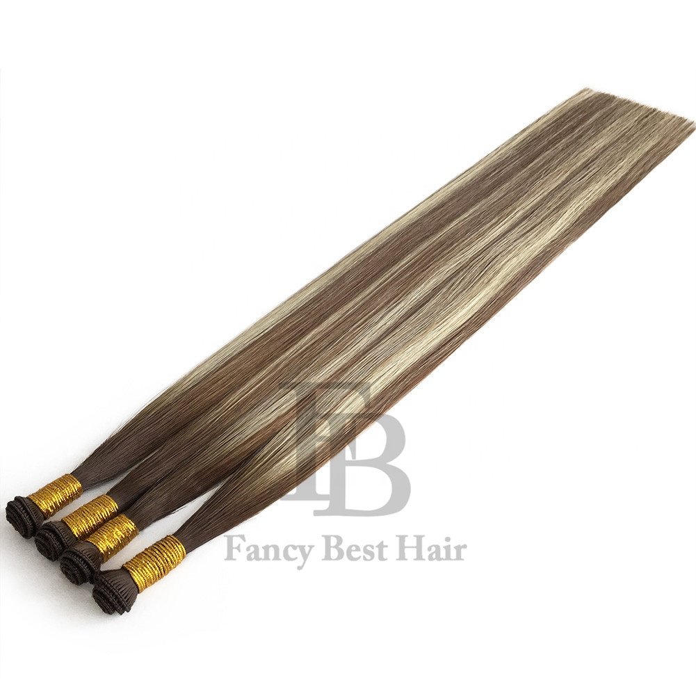 Hot selling hair weaving T4-8/60 wholesale hand tied human hair extensions bayalage