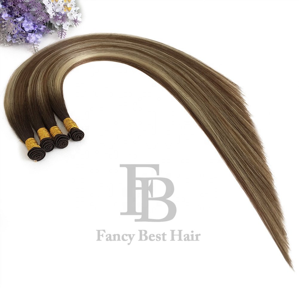 Hot selling hair weaving T4-8/60 wholesale hand tied human hair extensions bayalage
