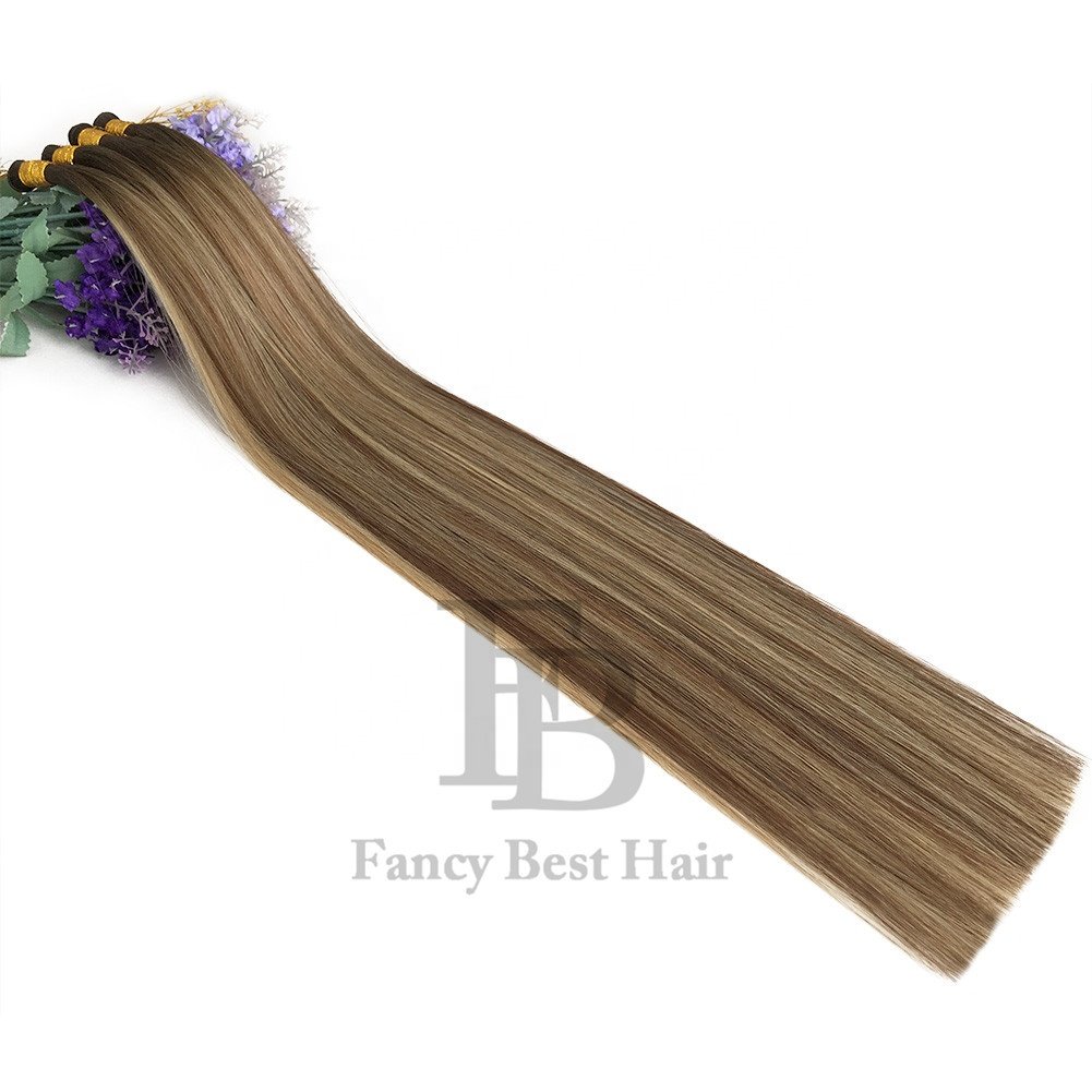 Hot selling hair weaving T4-8/60 wholesale hand tied human hair extensions bayalage