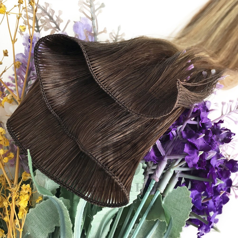 Hot selling hair weaving T4-8/60 wholesale hand tied human hair extensions bayalage