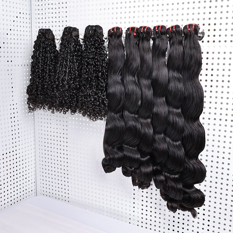 FH 10"-22" Double Drawn Cuticle Aligned Brazilian Hair Bundles Funmi Pixie Curly Virgin Human Hair Extension Weft