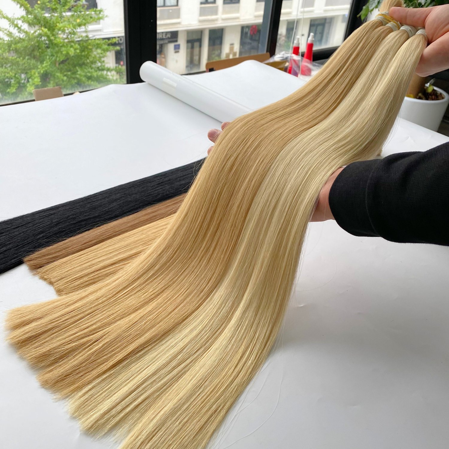 Top Product Double Bulk Straight Remy Virgin Hair Extensions Machine Double Weft from Vietnam