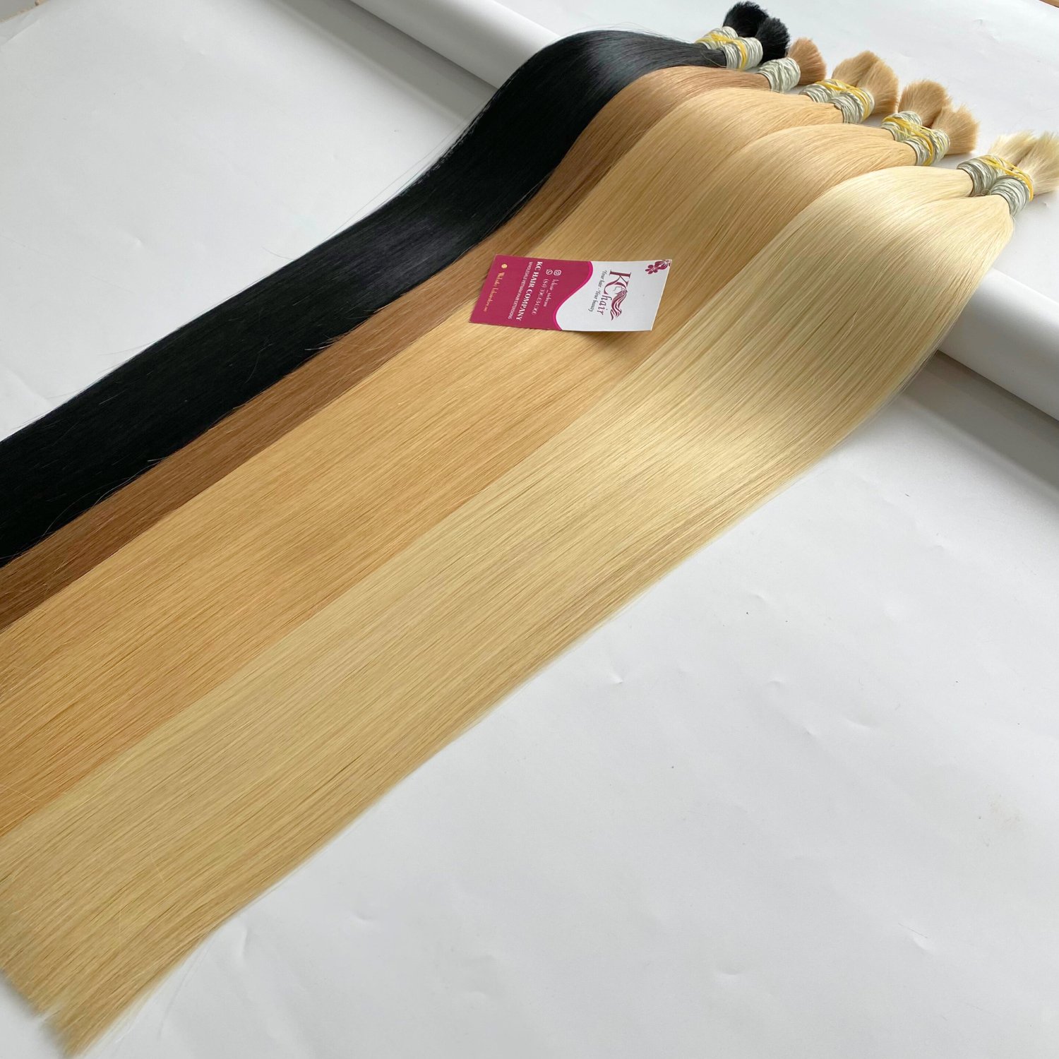 Top Product Double Bulk Straight Remy Virgin Hair Extensions Machine Double Weft from Vietnam