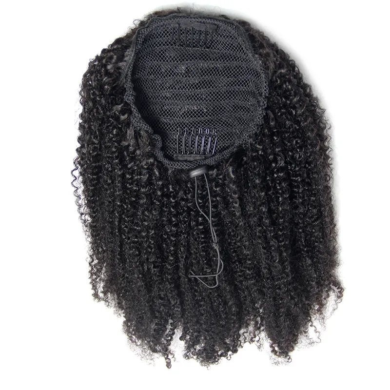 Mink Brazilian Afro Kinky Curly Hair Puff Drawstring Ponytail Human Hair Extensions Wholesale Remy Virgin 100 Human Hair Vendor