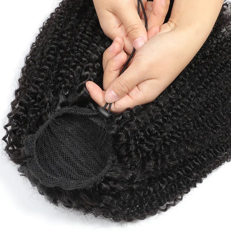 Mink Brazilian Afro Kinky Curly Hair Puff Drawstring Ponytail Human Hair Extensions Wholesale Remy Virgin 100 Human Hair Vendor