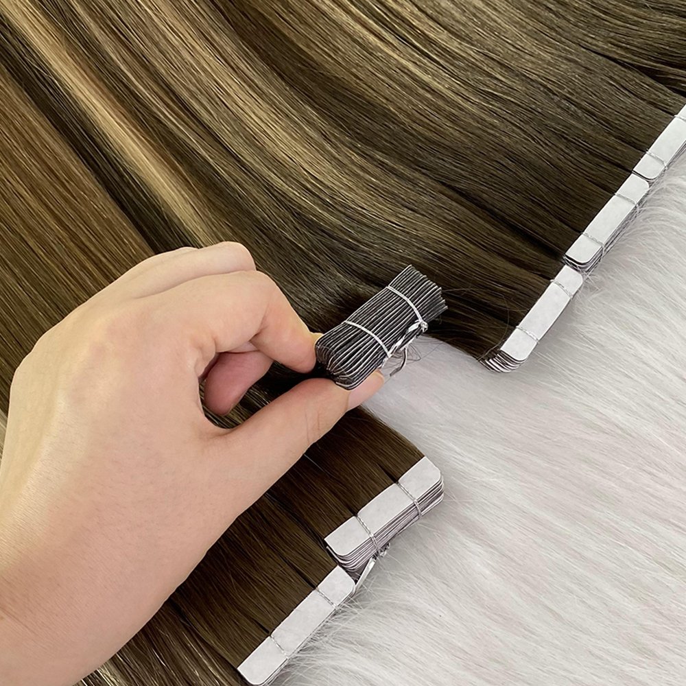 Balayage Tape In Real Human Hair Extensions 100% Human Double Drawn Tape Hair Extension For Salons