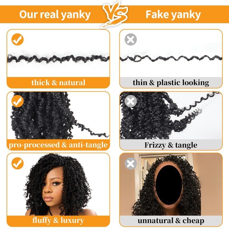 Hot selling Yanky Twist Crochet Hair 8/10/12 in Pre-looped Twist Hair with Curly End Twist Braids hair extension for black women