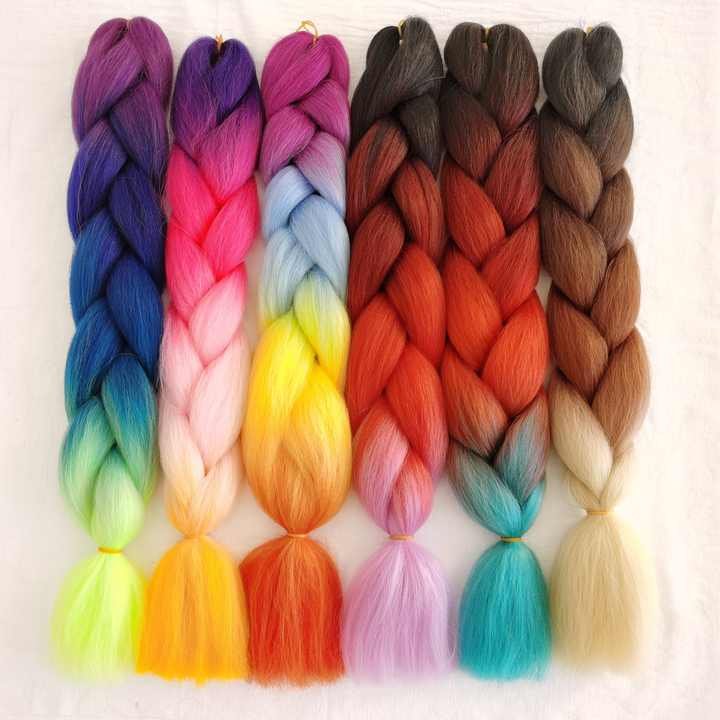 Factory wholesale Jumbo Braid synthetic braids, 24 inch African women's hair extensions, DIY Ombre colored braids