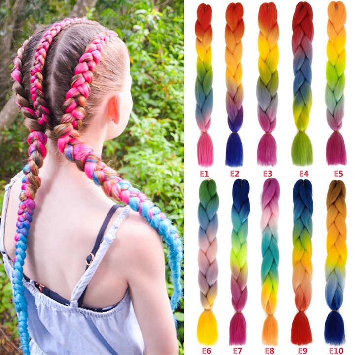 Factory wholesale Jumbo Braid synthetic braids, 24 inch African women's hair extensions, DIY Ombre colored braids