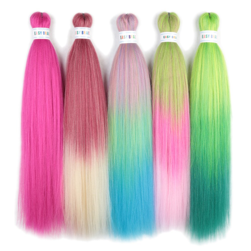 Ez Braid 26Inch Crochet Hair Ombre Pre Stretched Synthetic Braiding Hair Expression
