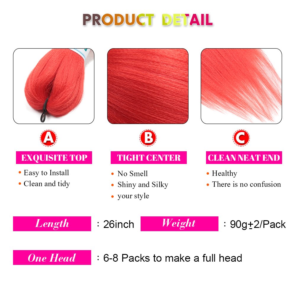 Ez Braid 26Inch Crochet Hair Ombre Pre Stretched Synthetic Braiding Hair Expression