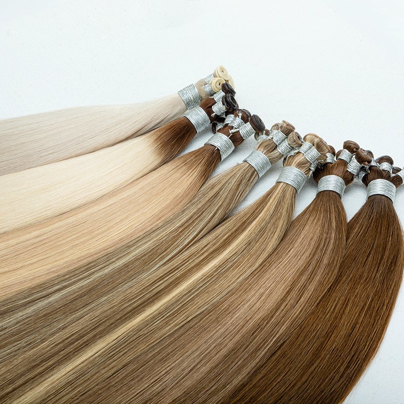 European Virgin Hair Genius Weft Hair Extensions Invisible Double Drawn Human Hair Genius Weft Silky Straight Style